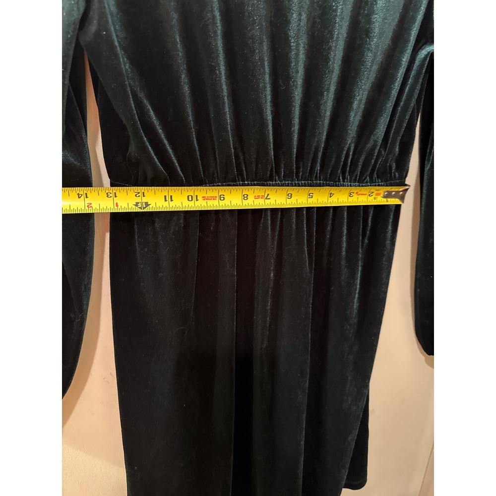 Draper James RSVP Green Velvet Mini Dress V-Neck Long Sleeve Emerald Women's M - Picture 9 of 10